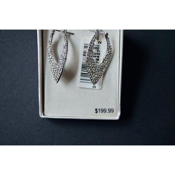 Sterling Silver Polished Diamond Shape Hoop Tanzanite Earrings - Picture 3 of 5